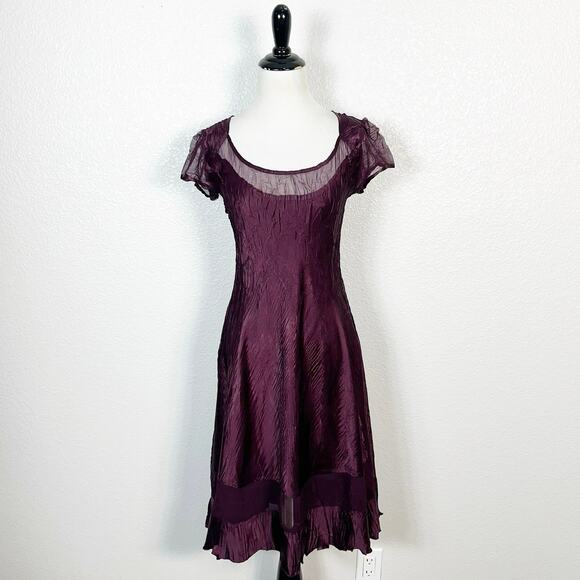 Komarov Women’s Whimsigoth Feminine Romantic Cap Sleeve Crinkle A-Line Dress M - Picture 1 of 12